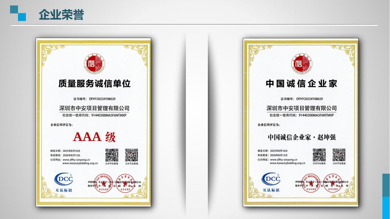 深圳市中安项目管理有限公司公司荣誉证书图片